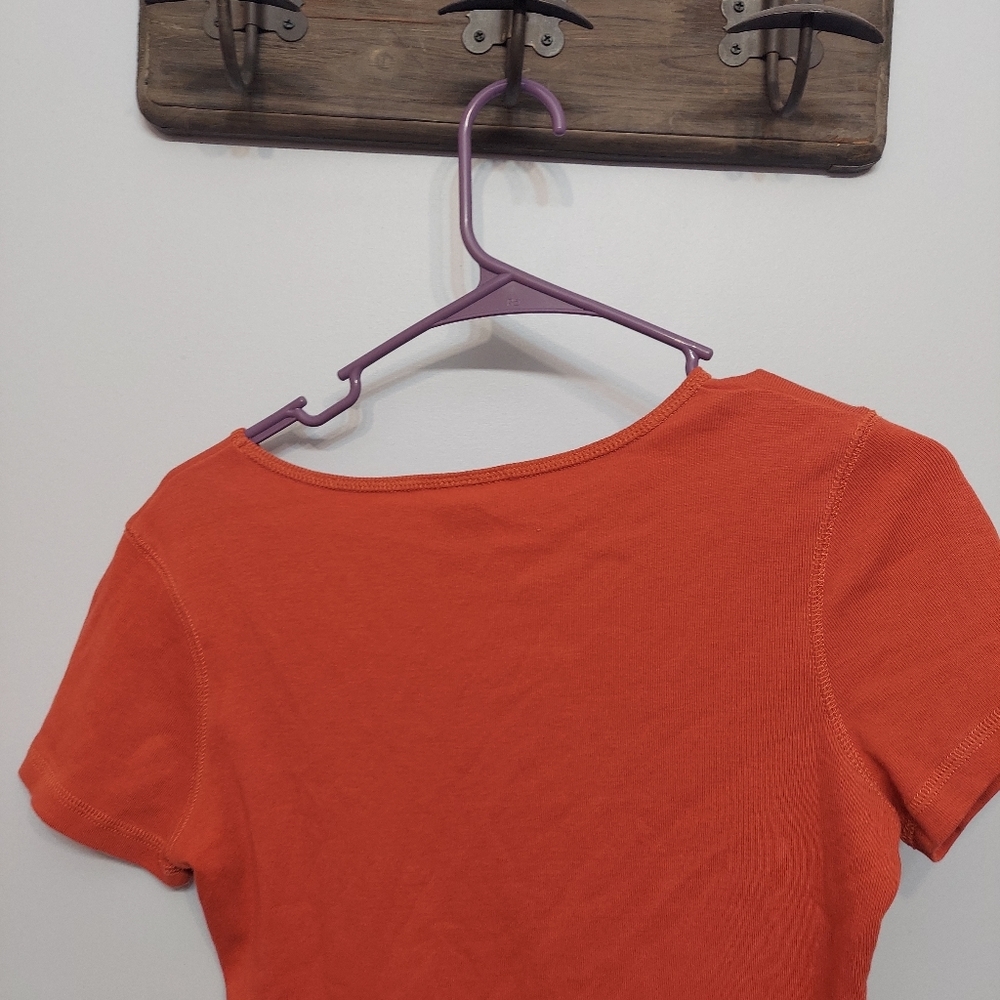 Christopher&Banks orange tee shirt short sleeve soft medium basic nice t shirt - Picture 7 of 8